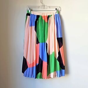 Banana Republic Multicolor Pleated Midi Skirt (XS)